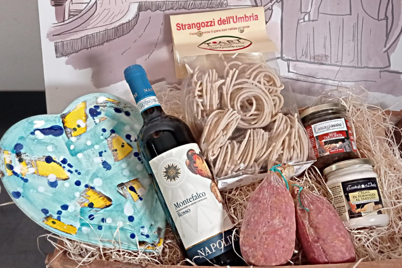 Cesto Alimentari per Pasqua AssaggiaFesta Confezione Regalo in Legno con  Prodotti Tipici Gastronomici Umbria • ASSAGGIASSISI