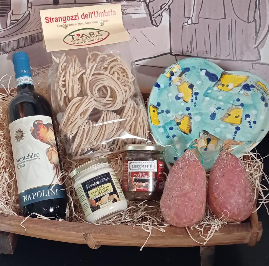 Cesto Alimentari per Pasqua AssaggiaFesta Confezione Regalo in Legno con  Prodotti Tipici Gastronomici Umbria • ASSAGGIASSISI